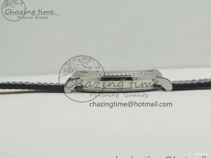 MIROTIME 1224 Fashionable Portofino IW458101 Diamond Bezel SS MK 1:1 Best Edition Blue Dial On Blue Leather Strap MIYOTA 7169